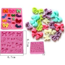 Morlalem Tek Kalıpta 16 Minyatür Kurdele Fiyonk Silikon Kalıp K-471