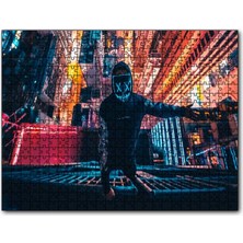 Caka Tablo Cakapuzzle Neon Maskeli Adam ve Gökdelenler 500 Parça Puzzle Yapboz Mdf (Ahşap)