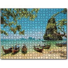 Caka Tablo Cakapuzzle Tayland Krabi Sahilinde Kayıklar 500 Parça Puzzle Yapboz Mdf (Ahşap)