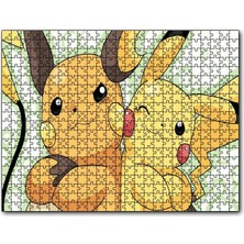 Caka Tablo Cakapuzzle Pokemon Pikachu ve Raichu Görseli 500 Parça Puzzle Yapboz Mdf (Ahşap)