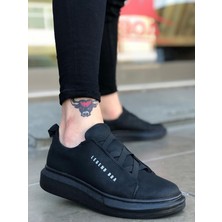 Xon1 134 Kalın Yüksek Taban Çapraz Bant Siyah Erkek Ayakkabı