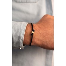 Yavuz Kuyumculuk 14 Ayar Altın Küp Siyah Ipli Bileklik