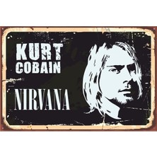 Webcenter Vintage Ahşap Poster Kurt Cobain Nirvana