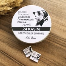 Hediyenza 24 Kasım Öğretmenler Günü Çikolatası Metal Kutuda Çikolata 40'lı