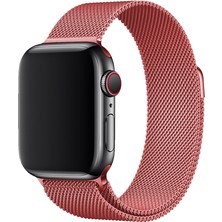 Bipower Apple Watch Uyumlu 38-40MM Krd1 Metal Hasır Kordon Koyu Pembe