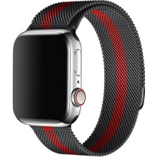 Bipower Apple Watch Uyumlu 42-44-45-49MM Krd1 Metal Hasır Kordon Siyah