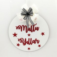 Lora Davet Yılbaşı Süsleri Mutlu Yıllar Kapı Süsü - Beyaz 16139