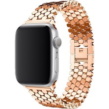 Bipower Apple Watch Uyumlu 42-44MM KRD16 Metal Kordon Rose Gold