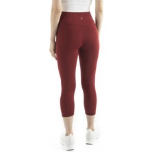 The Step Sports Straight Kadın Bordo Yüksek Bel Toparlayıcı, Sıkılaştırıcı Yoga Tayt 21"