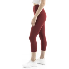 The Step Sports Straight Kadın Bordo Yüksek Bel Toparlayıcı, Sıkılaştırıcı Yoga Tayt 21"
