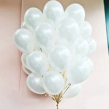 Trend Hediye Sepeti Metalik Beyaz Balon 12 Inch 15 Adet