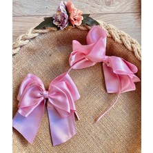 Yeşim Aksesuar Saten Lohusa Tacı ve Fiyonk Otomatik Toka - Lohusa Taç Toka Set