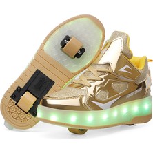 Sitong 4 LED Renk Değişimi Lamba Altın Paten Unisex Çocuk Ayakkabıları USB Şarj (Yurt Dışından)