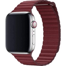 Bipower Apple Watch Uyumlu 38-40MM Krd6 Deri Bükme Kordon Bordo