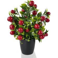 Nettenevime Yapay Çiçek Kiraz Ağacı Siyah Saksıda Kiraz 30 cm