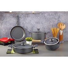 Tuna House 7 Parça Granit Tencere Seti Gri