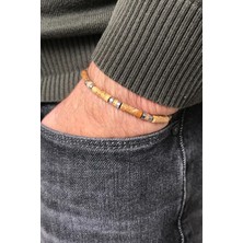 Frnch Varisit Taşlı Kahverengi Renkli Ayarlanabilir Makrome Erkek Bileklik FRJ11310-1410-K2