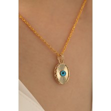 Milet Kuyumculuk 14 Ayar Altın Işıltılı Oval Göz Kolye