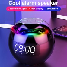 Good Shop Minyatür Renkli Çıft Alarmlı Hoparlör Taşınabilir Bluetooth Uyumlu Hoparlör Sütunu LED Ekran Saati Hifi Hoparlör Fm Radyo Tf (Yurt Dışından)