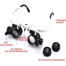 Okgoods 2led Başa Monte Aydınlatıcı Mikroskop Kafa Bandı Onarım LED Lamba Işığı 8x 15X 23X Büyüteç Büyüteç ile Büyüteç (Yurt Dışından)