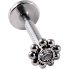 Bylin Cerrahi Çelik Papatya Labrent Piercing 8 mm - Gümüş Rengi