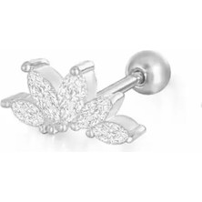 Bylin Silver 925 Ayar Gümüş Beş Taşlı Taç Piercing/küpe