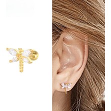 Bylin Gold 925 Ayar Gümüş Yusufçuk Piercing/küpe