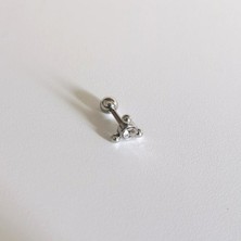 Bylin Cerrahi Çelik Üç Top Tek Taş Piercing 6 mm