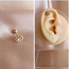 Bylin Cerrahi Çelik Iri Papatya Piercing Altın Rengi-Helix, Lobe-Bar Uzunluğu 6mm- 1 adet