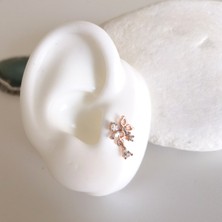 Bylin Cerrahi Çelik Rosegold Damla Taşlı Çiçek Piercing