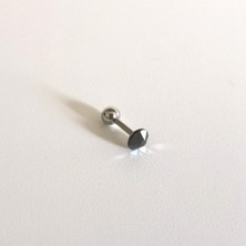 Bylin Cerrahi Çelik Siyah Kristal Taşlı Piercing 6 mm