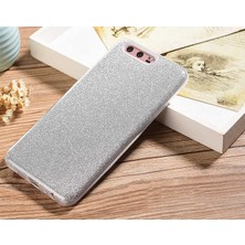 MobaxAksesuar Huawei P10 Plus Kılıf Simli Parlak Shining Kapak Gümüş