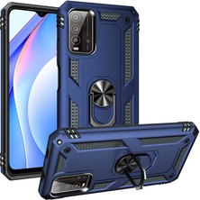 MobaxAksesuar Xiaomii Redmi Note 9 4G Kılıf Yüzüklü Zırh Tank Vega Mavi