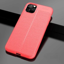 MobaxAksesuar Apple iPhone 11 Pro Kılıf Deri Tarzı Niss Silikon Case Kırmızı