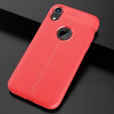 MobaxAksesuar Apple iPhone XR 6.1 Kılıf Deri Tarzı Niss Silikon Case Kırmızı