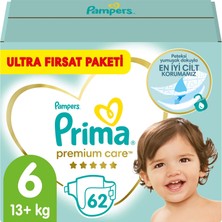 Prima Bebek Bezi Premium Care 6 Beden 62 Adet Junior Fırsat Paketi