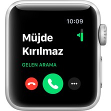 Apple Watch Seri 3 GPS 38 mm Gümüş Rengi Alüminyum Kasa ve Beyaz Spor Kordon - MTEY2TU/A