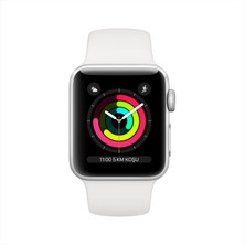 Apple Watch Seri 3 GPS 38 mm Gümüş Rengi Alüminyum Kasa ve Beyaz Spor Kordon - MTEY2TU/A