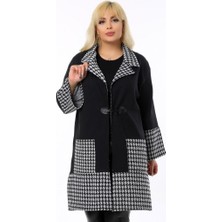 Kheos Büyük Kazayağı Desen Geniş Kol Cepli Rahat ve Dökümlü Tarz Hırka