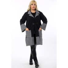 Kheos Geniş Kol Cepli Büyük Kazayağı Desen Rahat ve Dökümlü Tarz Hırka