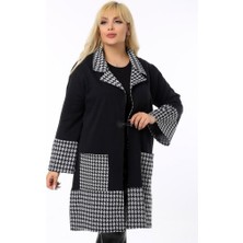 Kheos Rahat ve Dökümlü Büyük Kazayağı Desen Geniş Kol Cepli Tarz Hırka