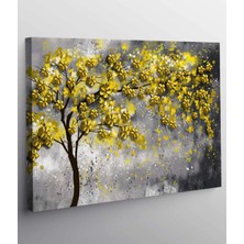 VeraStore Sarı Çiçekli Ağaçlı Kanvas Tablo