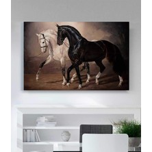 VeraStore Siyah Beyaz At Kanvas Tablo