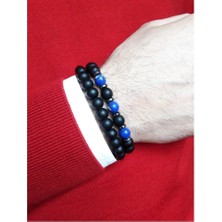 BijuStore Mavi Varasit - Oniks - Hematit Doğal Taş Erkek Bileklik