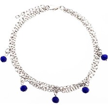 BijuStore Mavi Kristal Taş Zincir Halhal