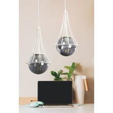 Begüsa Sarmal 2.li Beyaz – Füme Glop Camlı Avize