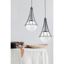 Begüsa Sarmal 2.li Siyah – Beyaz Glop Camlı Avize