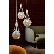 Begüsa Sarmal 3.lü Beyaz-Bal Glop Camlı Avize