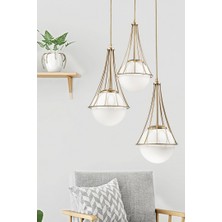 Begüsa Sarmal 3.lü Eskitme-Beyaz Glop Camlı Avize