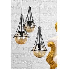 Begüsa Sarmal 3.lü Siyah-Bal Glop Camlı Avize